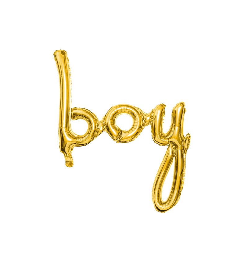 Fóliový balónek - zlatý nápis "boy"