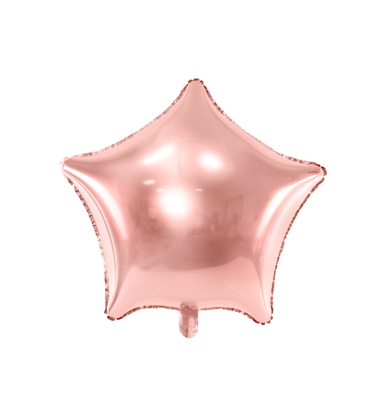 Fóliová metalická hvězda rose-gold - balonek