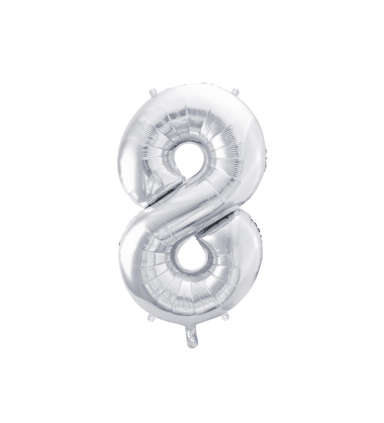 Balónek s číslem 8 - stříbrný