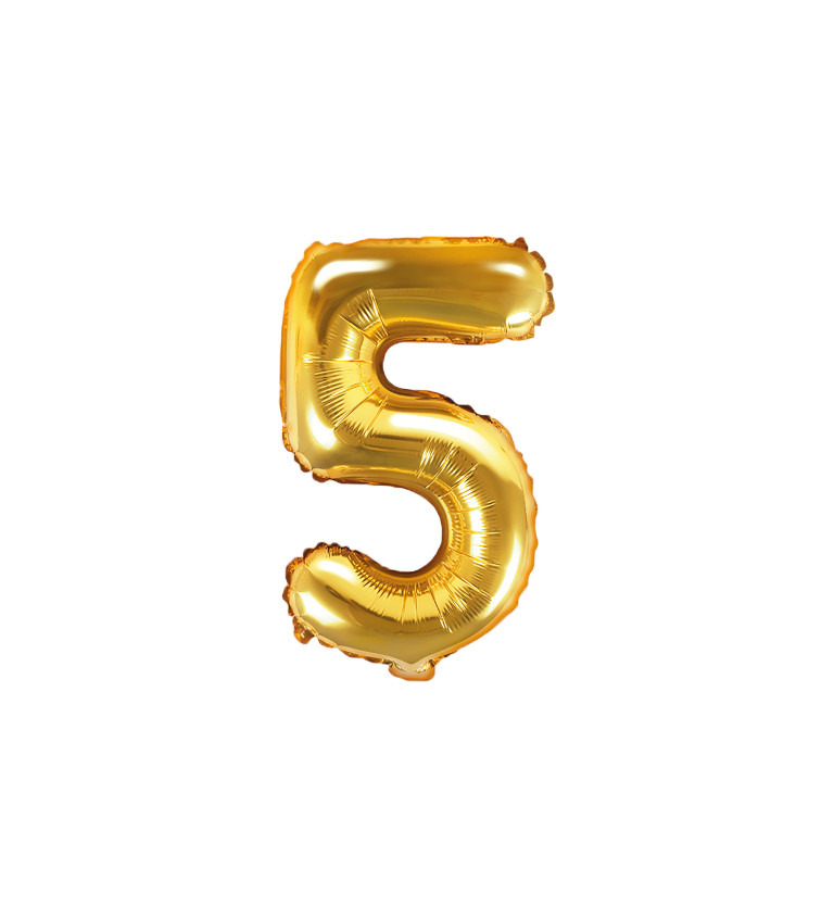 Fóliový balónek s číslem 5 - zlatý