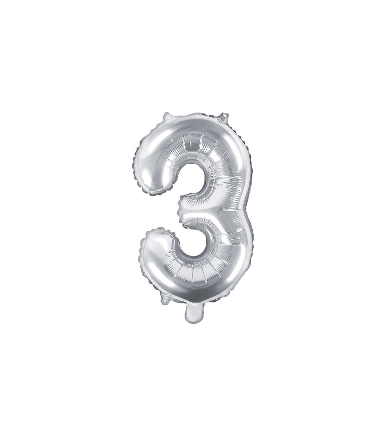 Balónek s číslem 3 - stříbrný