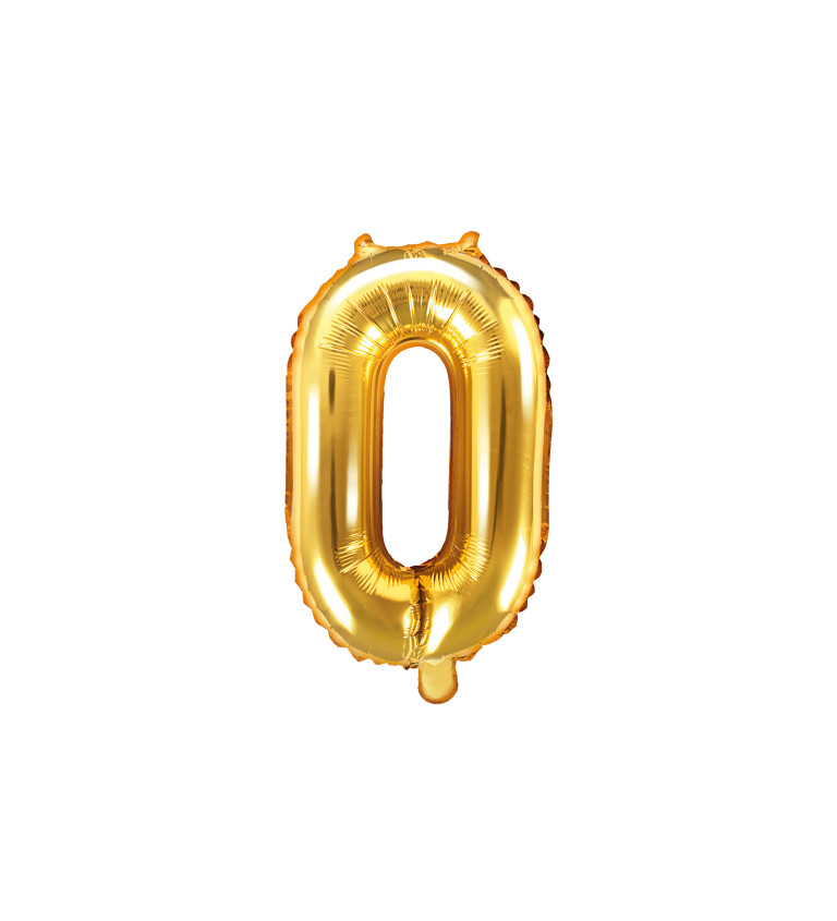 Fóliový zlatý balonek s číslem 0