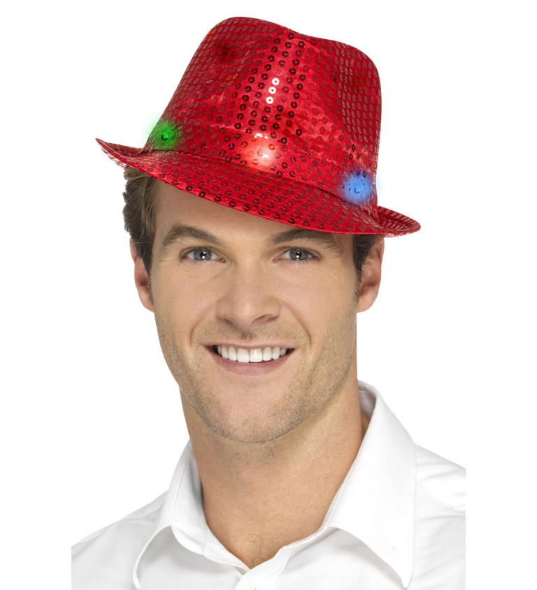 Flitrový párty klobouk červený