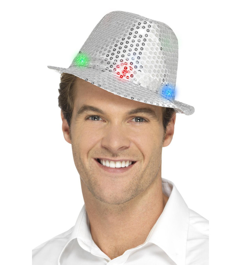 Flitrový párty klobouk stříbrný
