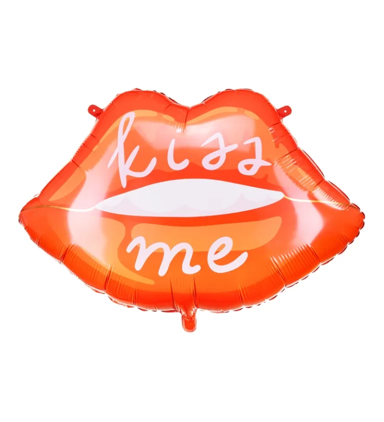 Fóliový balónek - červená ústa s nápisem "kiss me"