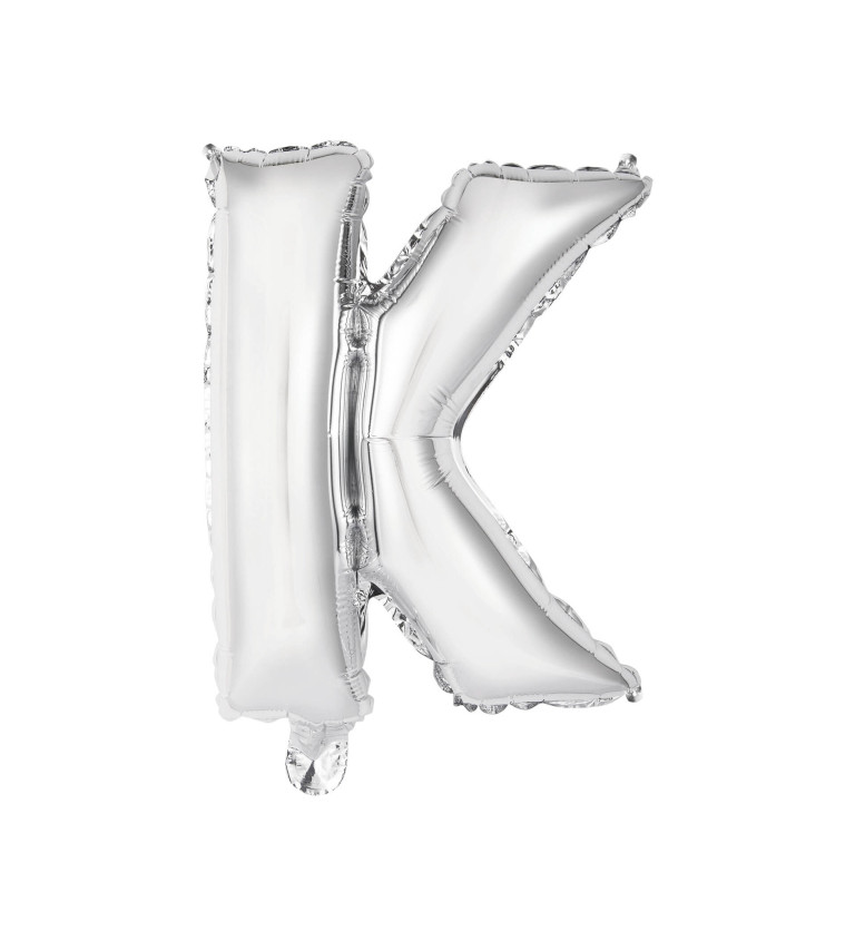 Fóliový mini balónek K - stříbrný