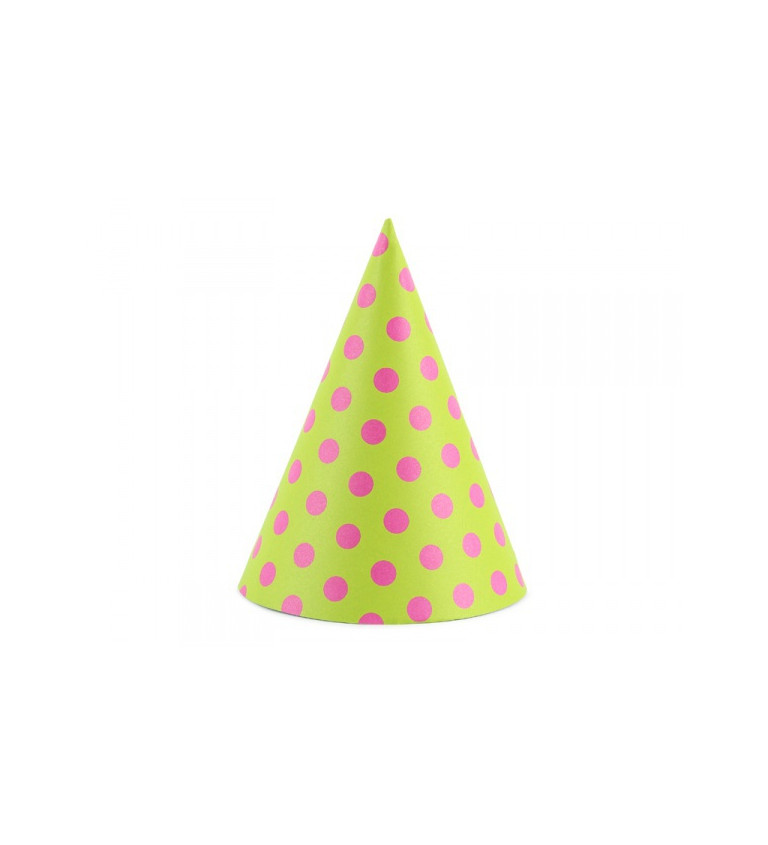 Jablkově zelený párty klobouček s puntíky sada