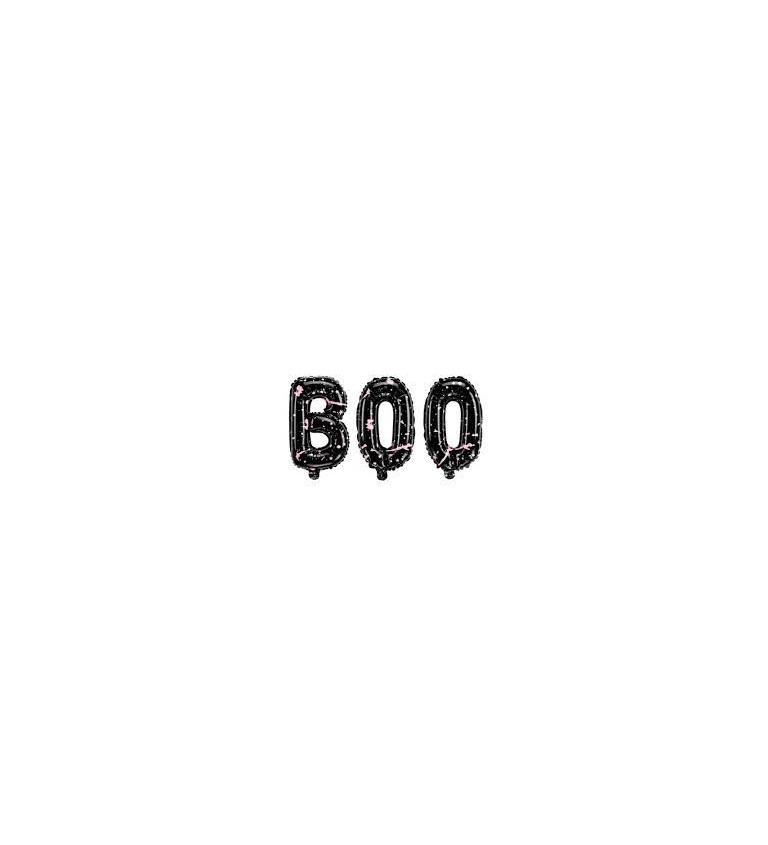 Fóliový balónek - černý nápis "BOO"