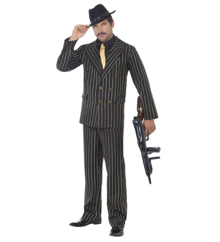 Kostým "Gangster - černo-zlatý oblek"