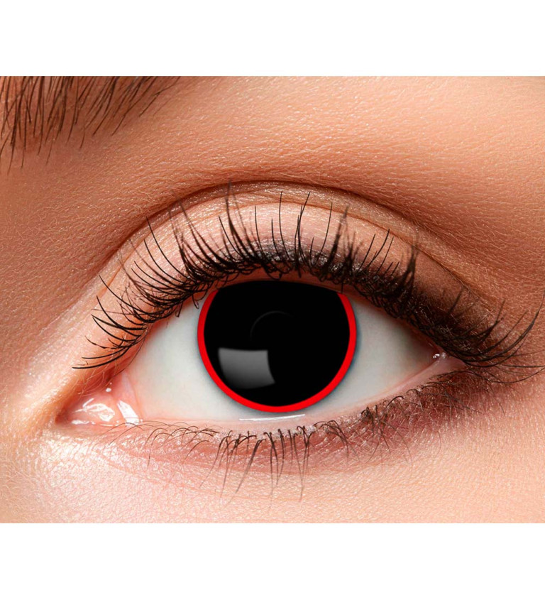Červeno-černé kontaktní čočky