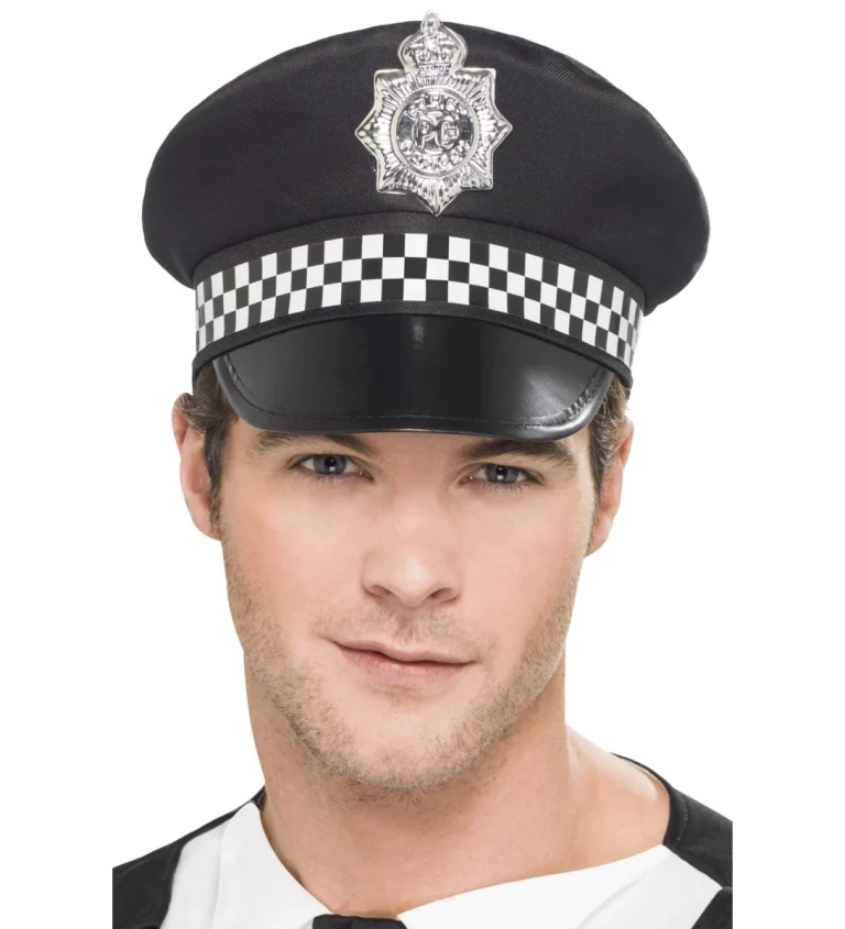 Policejní čepice se šachovnicovým pruhem