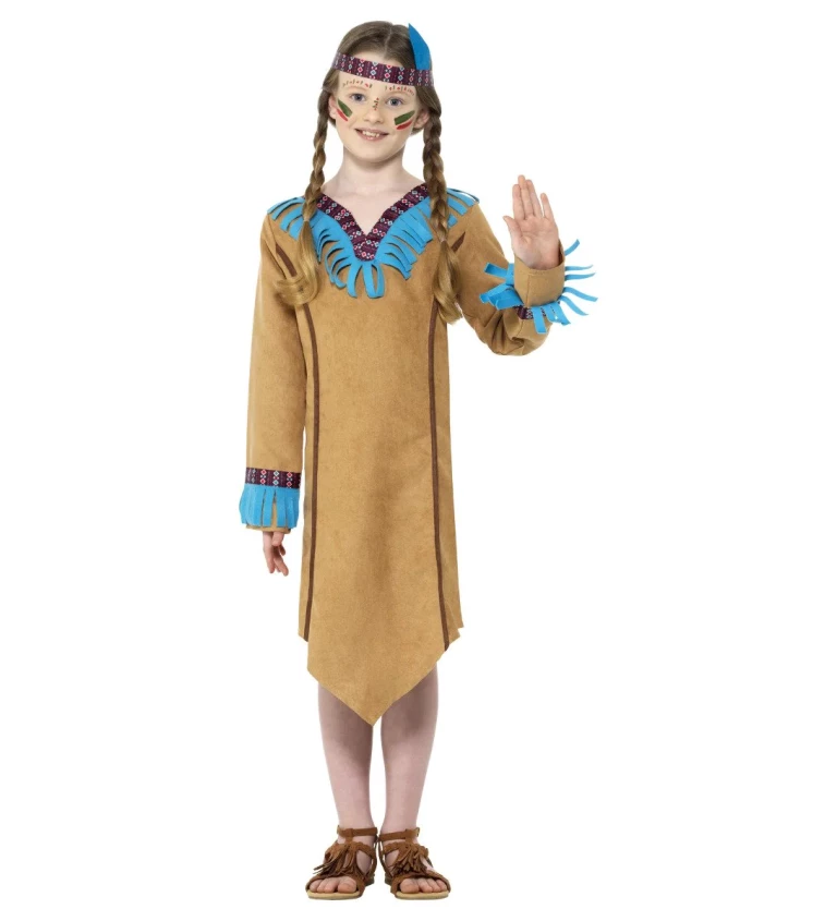 Dívčí kostým indiánka, hnědý