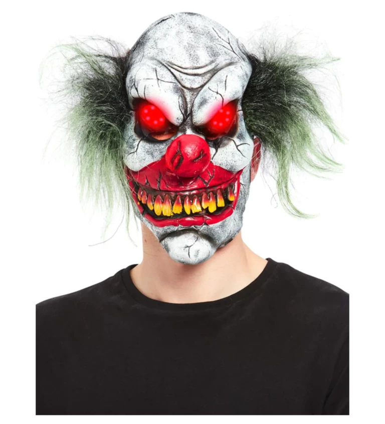 Maska Halloween - strašidelný klaun - svítící oči