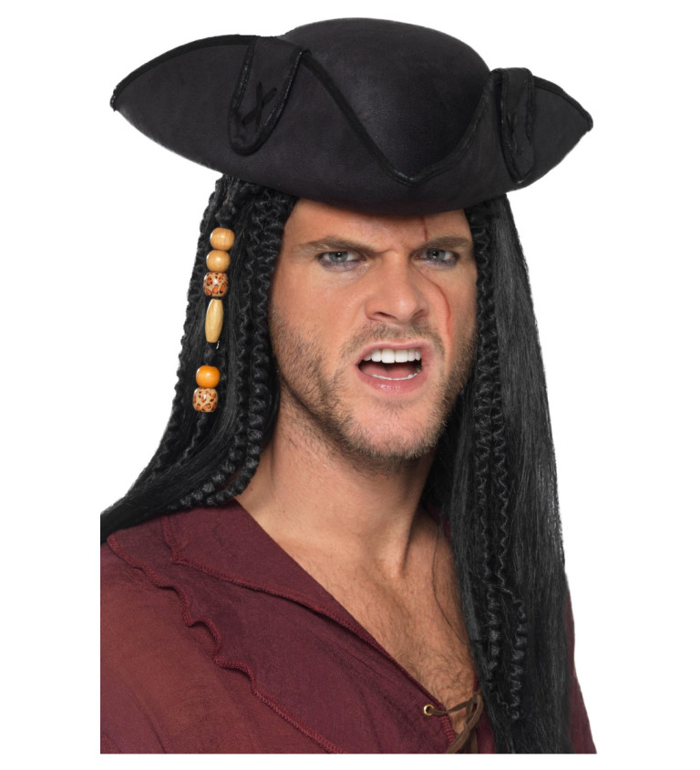 Pirátský klobouk trojhranný II - černý