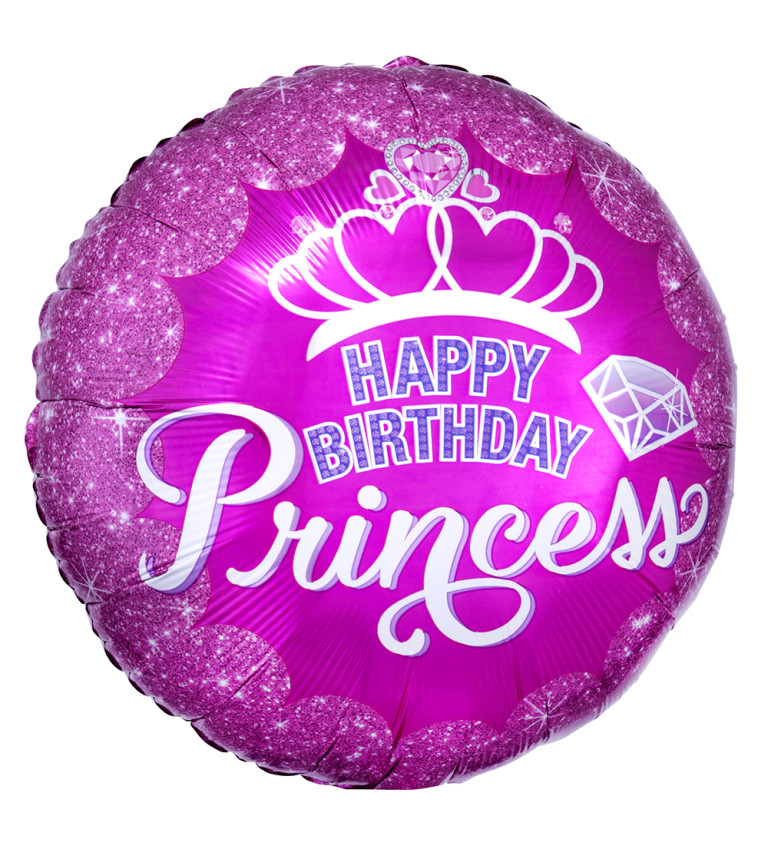 Fóliový balónek - happy birthday princess