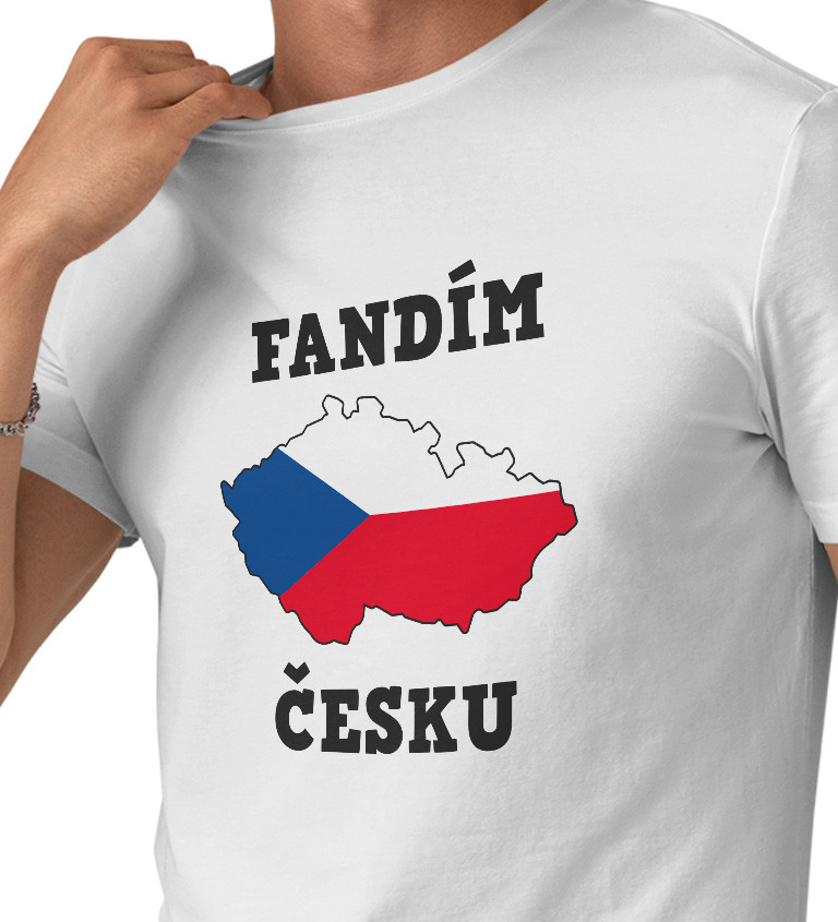 Pánské bílé triko - Fandím česku