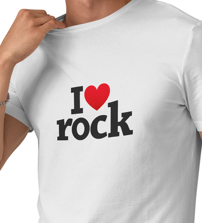 Pánské bílé triko - I love rock