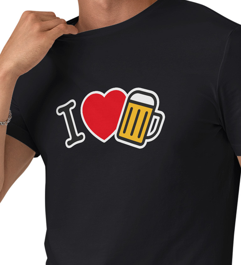 Pánské černé triko - I love beer
