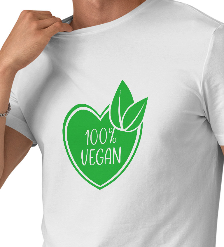 Pánské bílé triko - 100% vegan