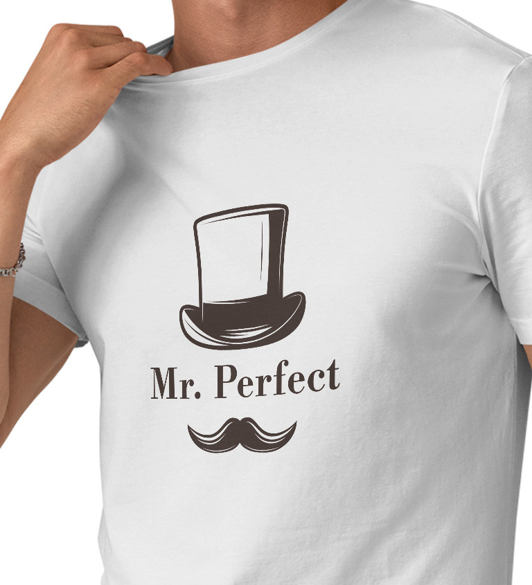 Pánské bílé triko - Mr. Perfect