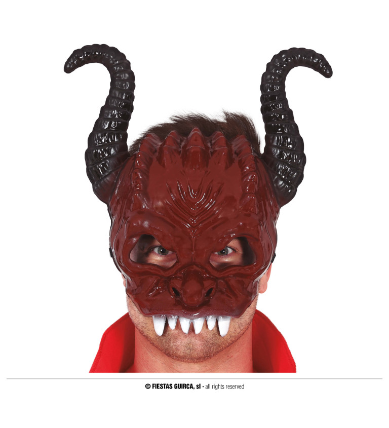 Maska na obličej s dlouhými rohy - ďábel