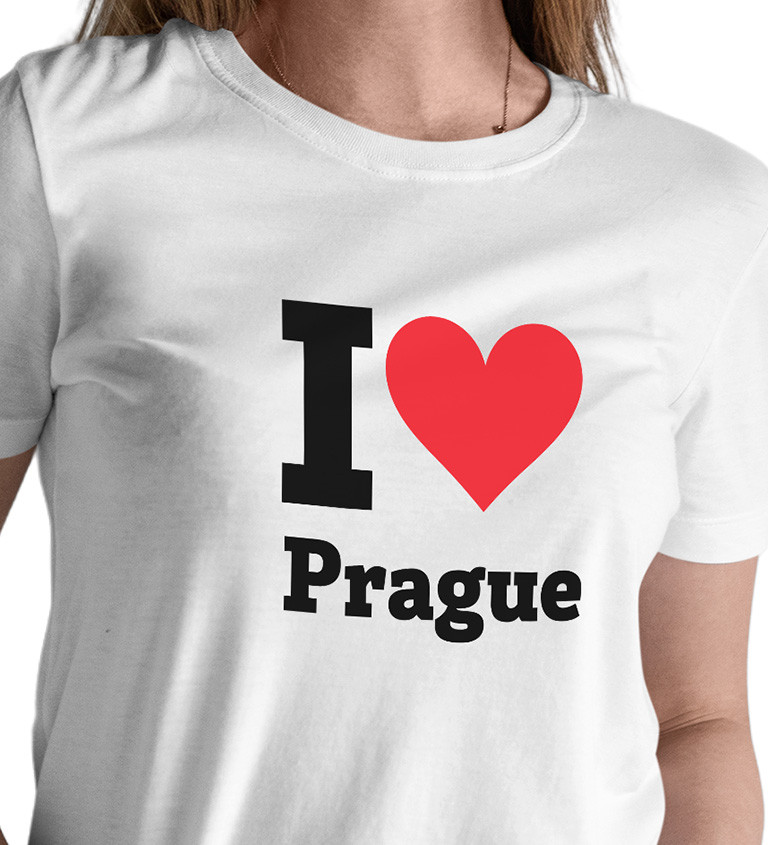 Dámské bílé tričko - I love Prague