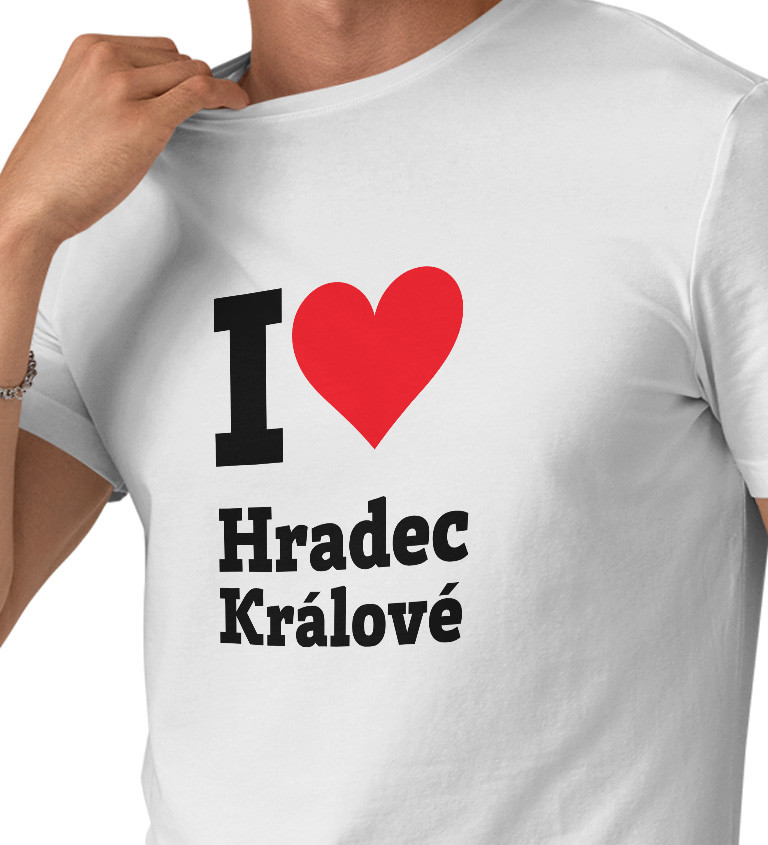 Pánské bílé tričko - I love Hradec Králové