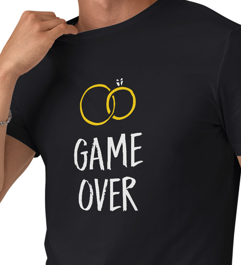 Pánské triko černé - Game over prstýnky