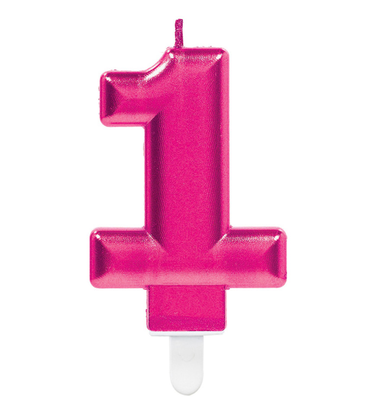 Dortová svíčka růžová s číslem 1