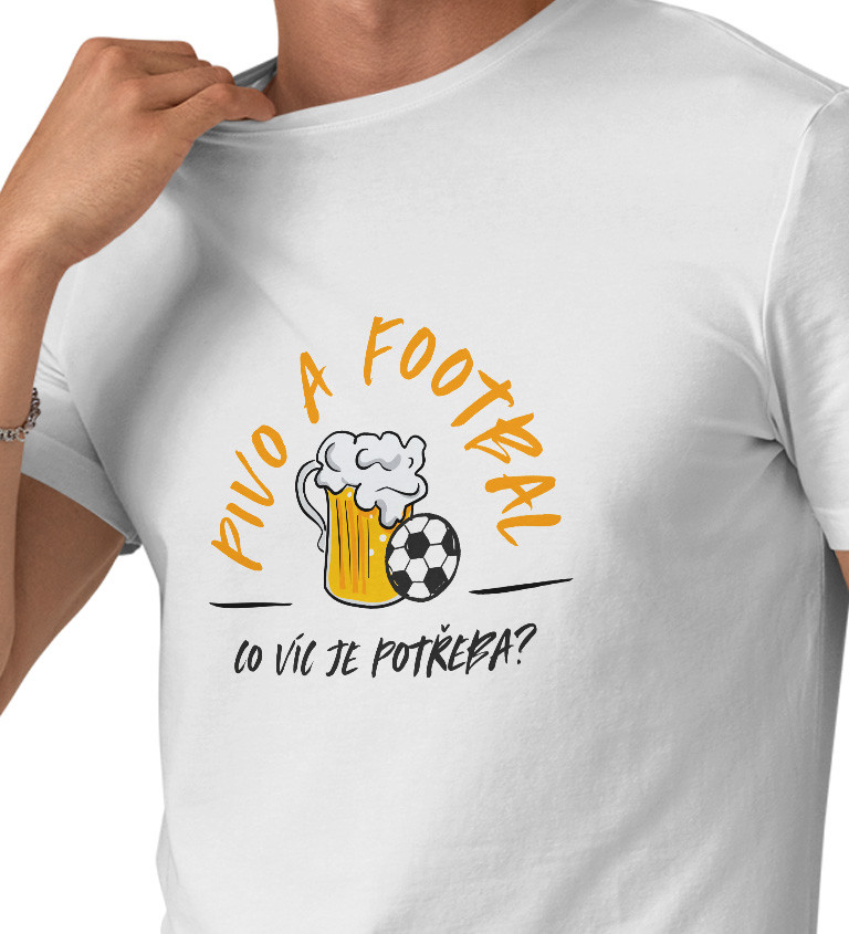 Pánské triko bílé - Pivo a fotbal