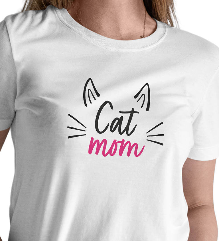 Dámské triko bílé - Cat mom