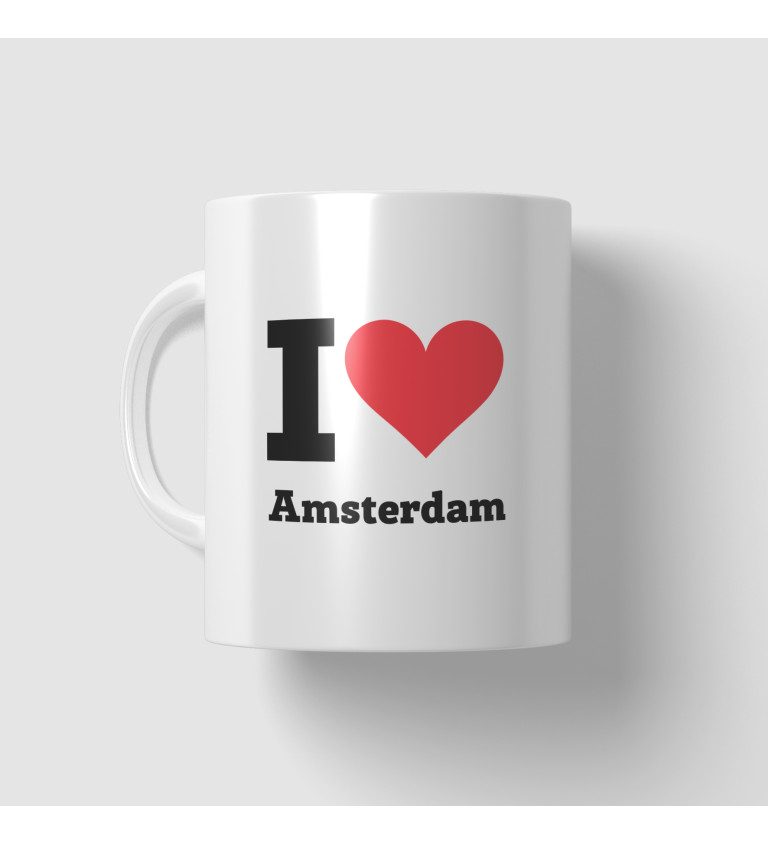 Hrnek s nápisem - I love Amsterdam