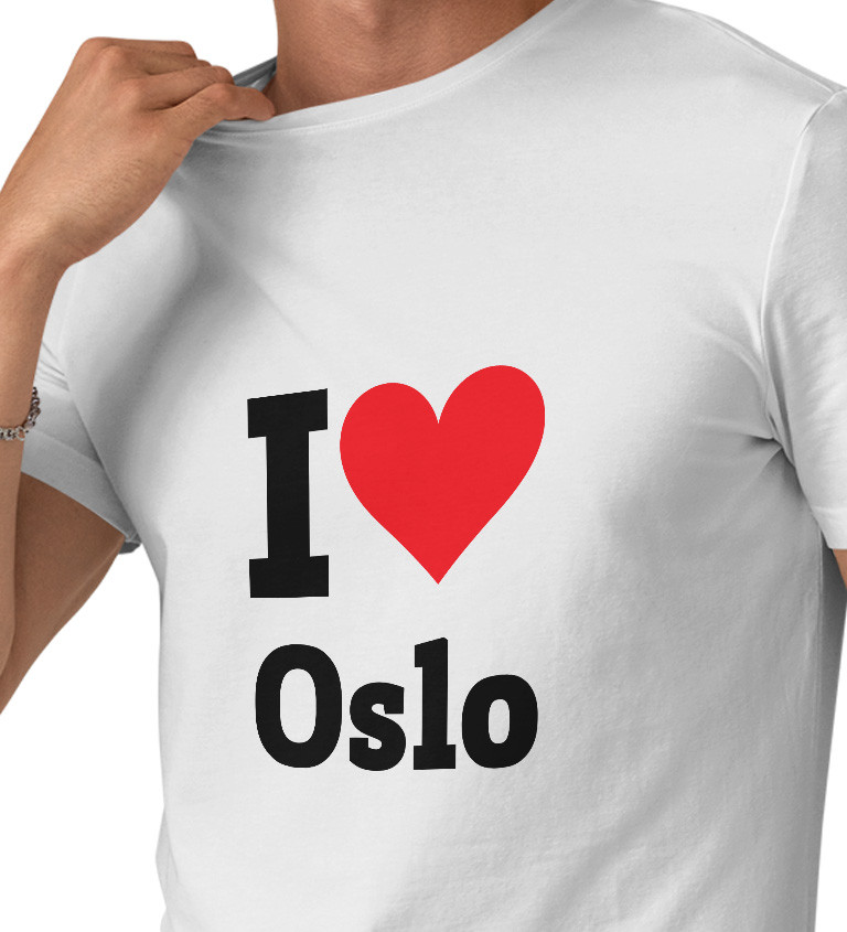 Pánské bílé triko s nápisem - I love Oslo