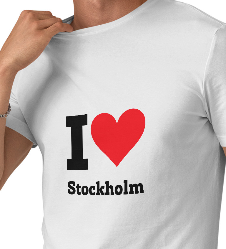 Pánské bílé triko s nápisem - I love Stockholm
