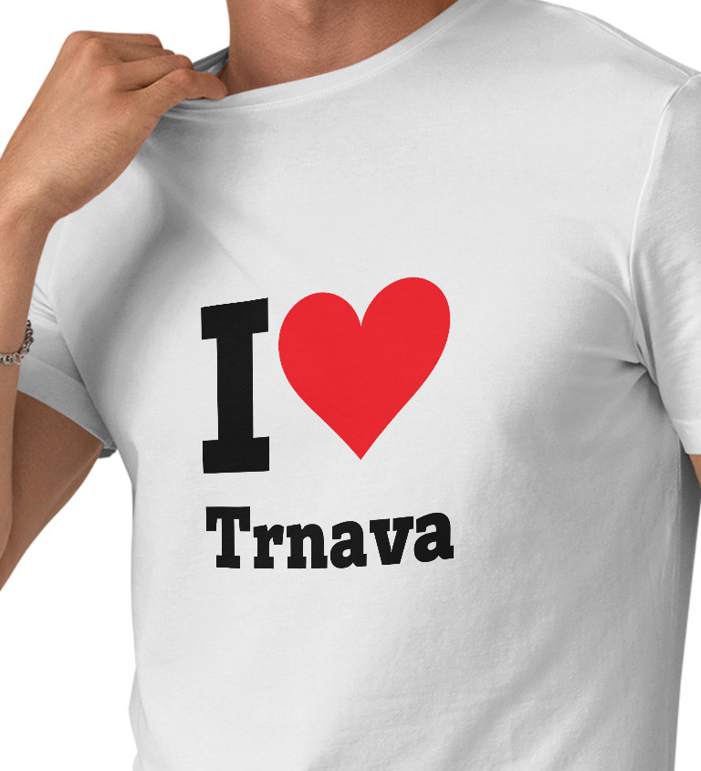 Pánské bílé triko s nápisem - I love Trnava