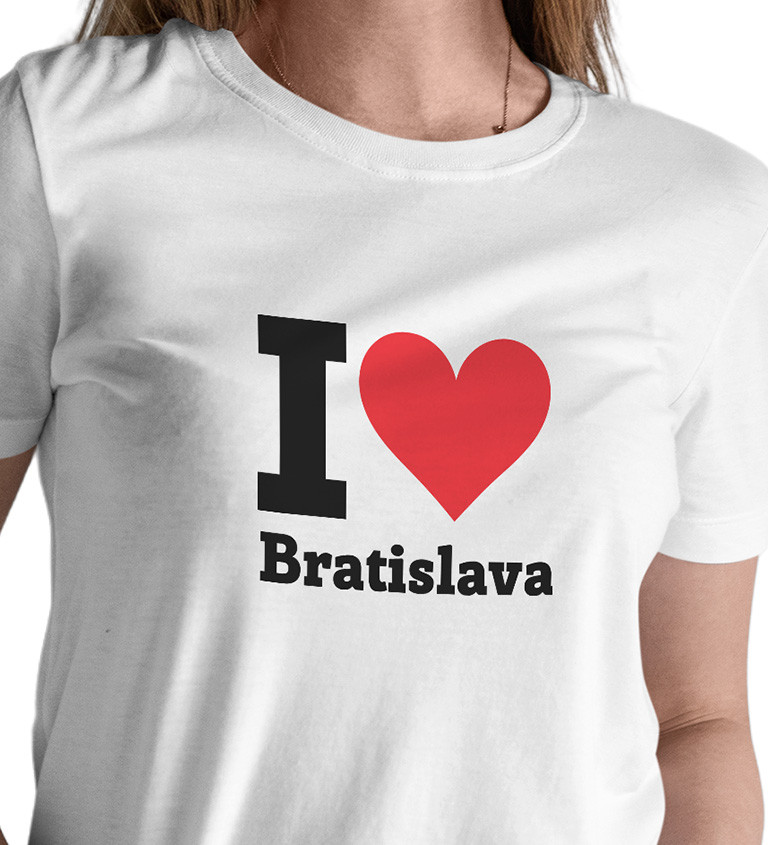 Dámské bílé triko s nápisem - love Bratislava