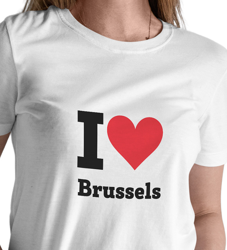 Dámské bílé triko s nápisem - I love Brussels
