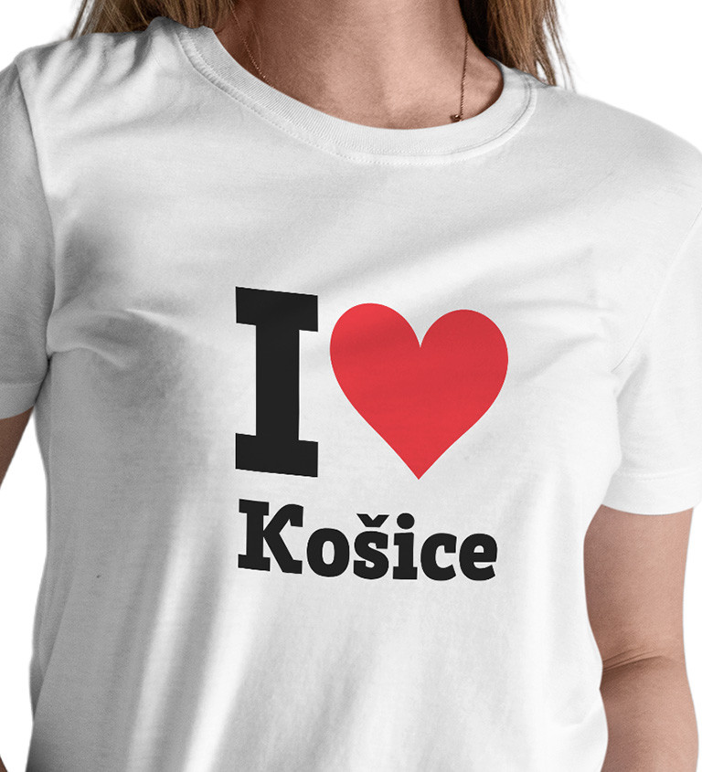 Dámské bílé triko s nápisem - I love Košice