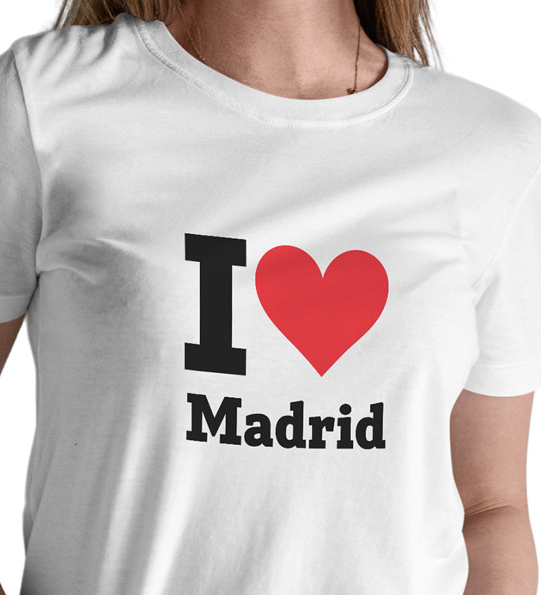 Dámské bílé triko s nápisem - I love Madrid