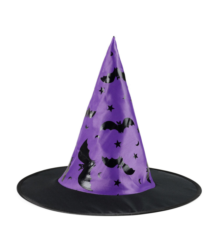 Dětský klobouk - Čarodějnice, černo-fialový