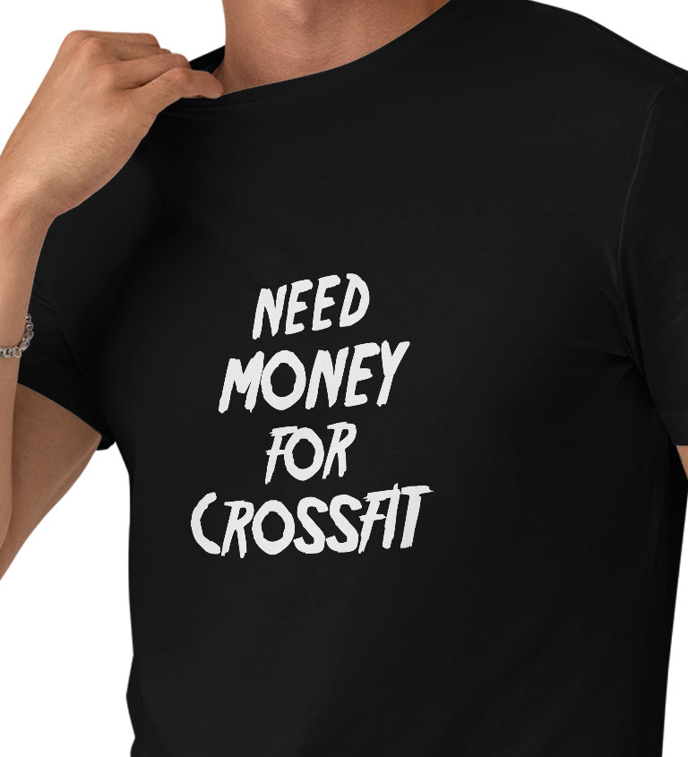 Pánské tričko černé Need money for crossfit S