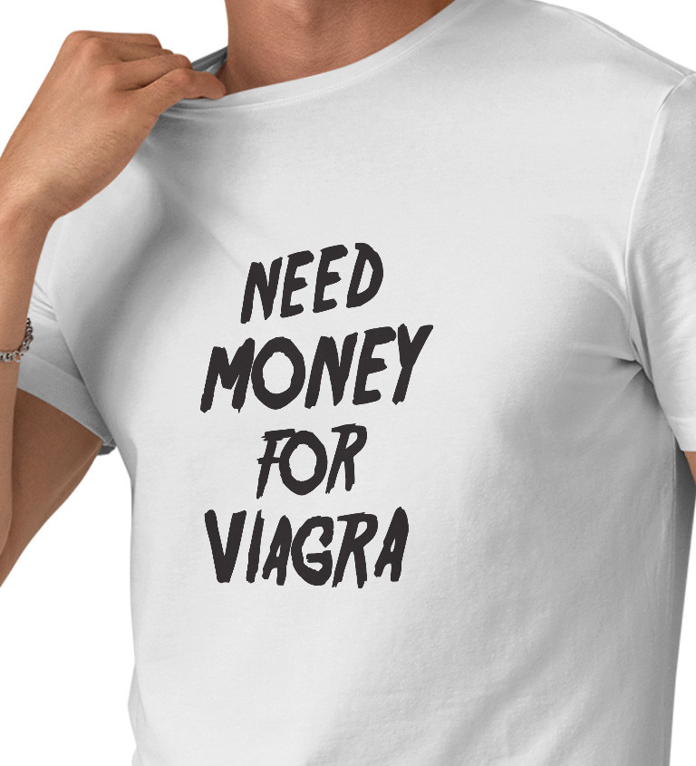 Pánské tričko bílé Need money for viagra S