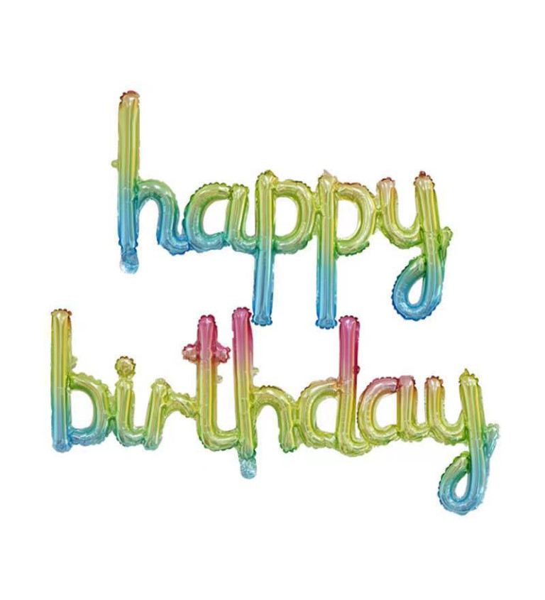 Fóliový balónek Happy birthday - duhový