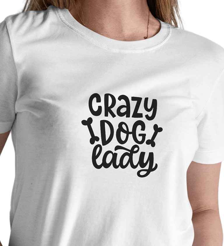 Dámské tričko bílé Crazy dog lady XS