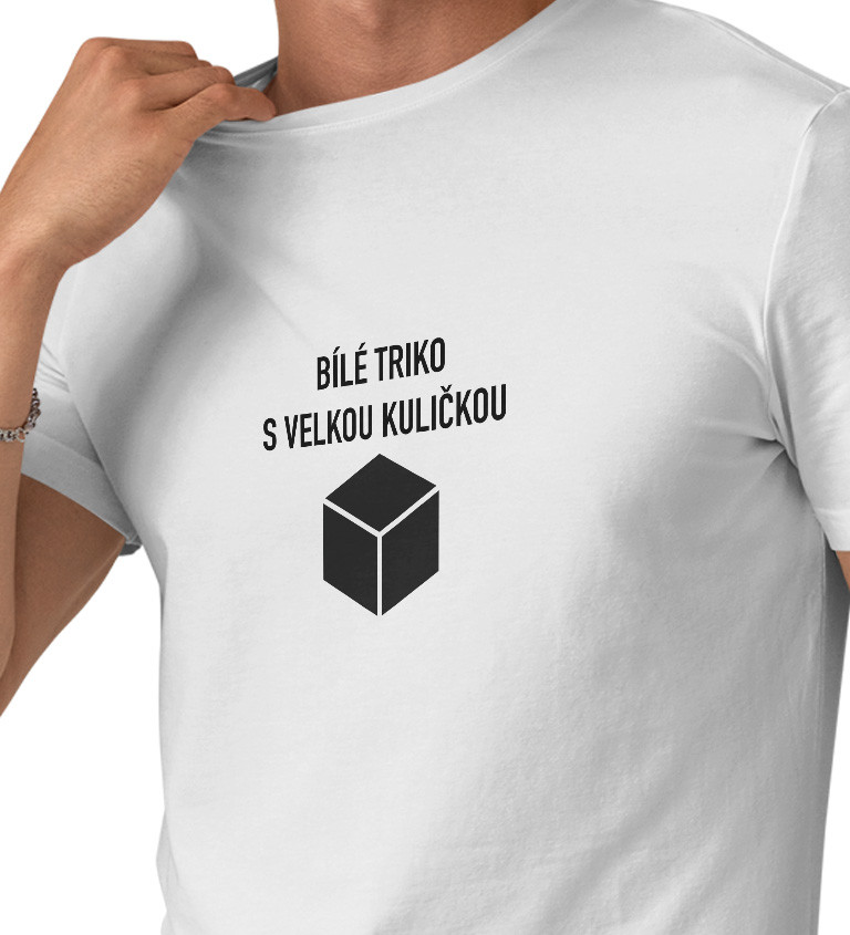 Pánské tričko bílé Bílé triko s velkou kuličkouS