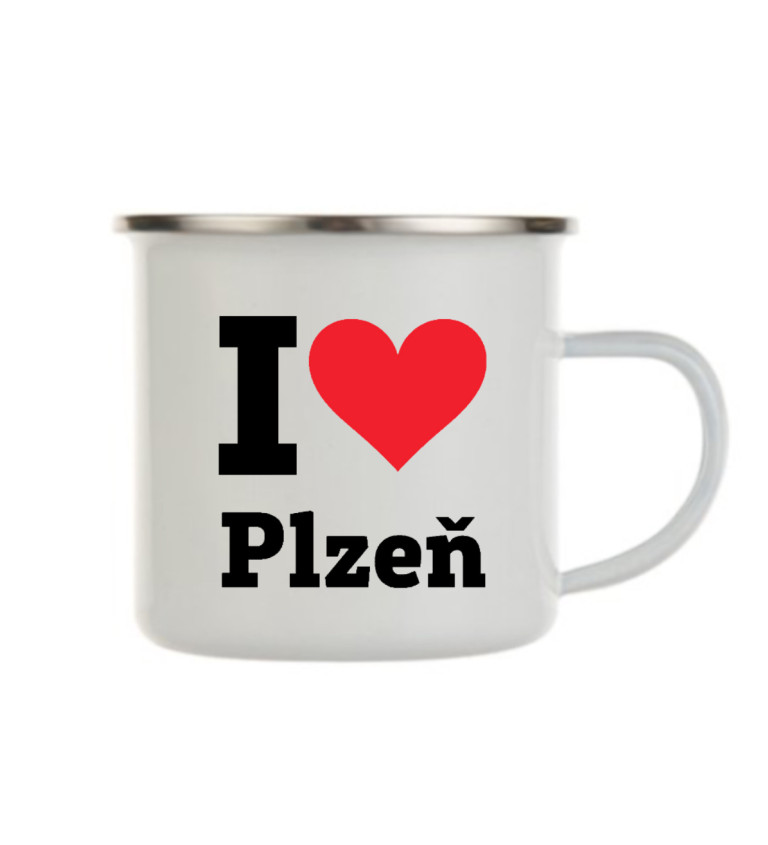 Plecháček bílý Pánské bílé triko I love Plzeň