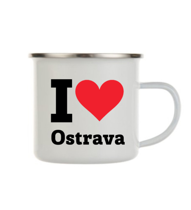 Plecháček bílý Pánské bílé triko I love Ostrava