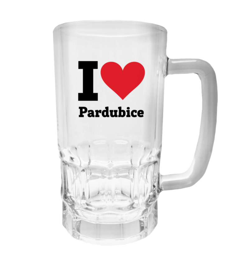 Půllitr s potiskem - I love Pardubice, 500 ml