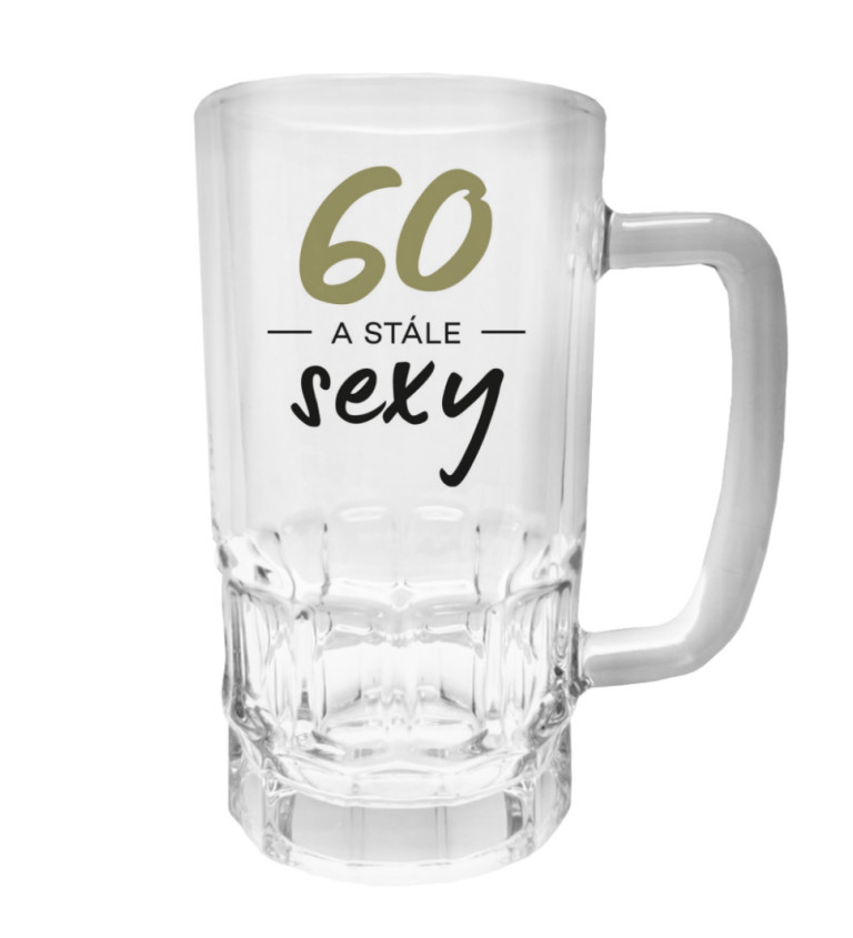 Půllitr s potiskem - 60 a stále sexy, 500 ml