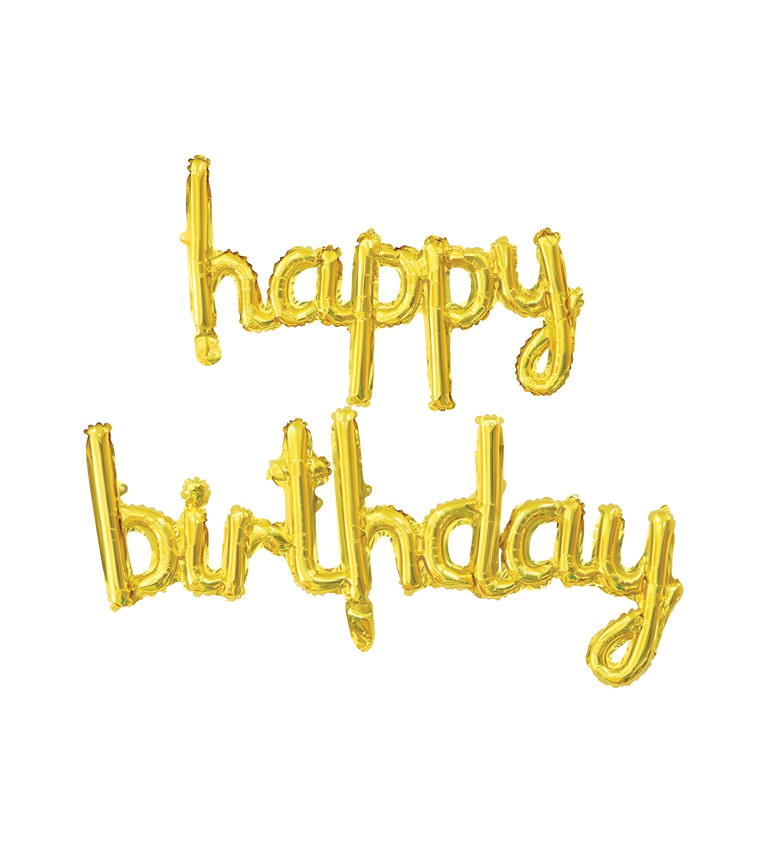 Fóliový balónek Happy birthday - zlatý